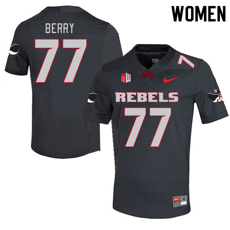 Women #77 Anthony Berry UNLV Rebels 2023 College Football Jerseys Stitched-Charcoal